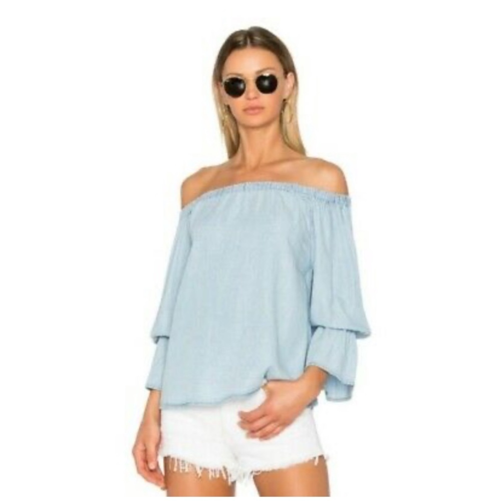 Sanctuary Chambray Off Shoulder Top